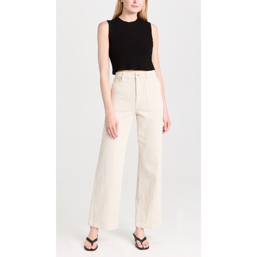 ABrand 94 High and Wide Cream Denim Patch Pocket Jeans | Size 28